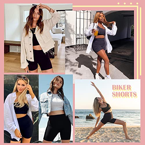 FULLSOFT 4 Pack High Waist Biker Shorts for Women with Pockets - Black XL
