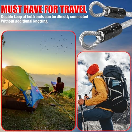 4FT/6FT/10FT/15FT Cable Locks with Combination 1/8 inch Security Cable with Loops for Fence Luggage Gym Locker Cabinet