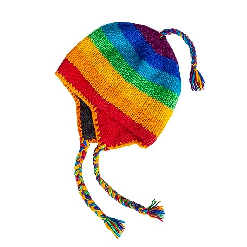 Hand Knit Sherpa Hat with Micro Fleece Lining and Eclectic Patterns, Handmade Winter Toque, Christmas Beanie, Made in Nepal