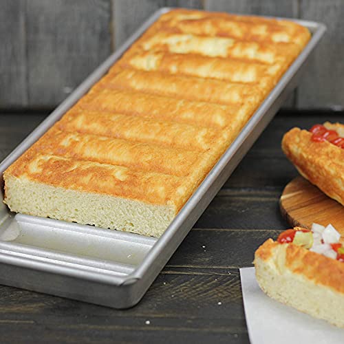 USA Pan Nonstick Hot Dog Bun and Lobster Roll Loaf Pan - 15 x 6 x 1.5 Inches, Aluminum Steel