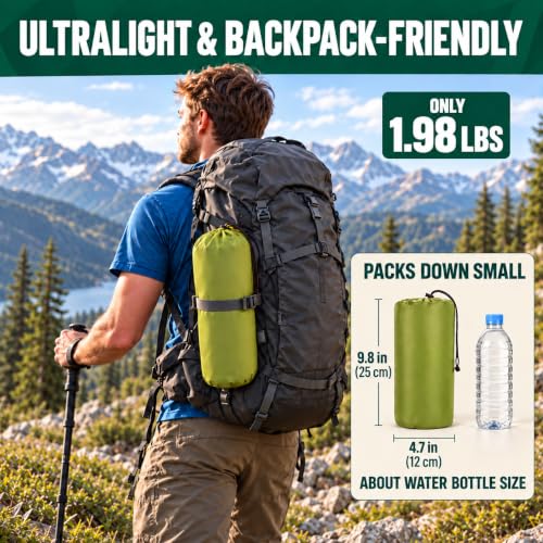Overmont Ultralight Camping Sleeping Pad with Pillow & Foot Pump - Bluegreen