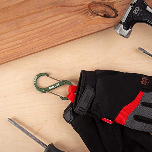 Nite IZE S-Biner Dual Carabiner Aluminum Size #4 Olive Pack of 2