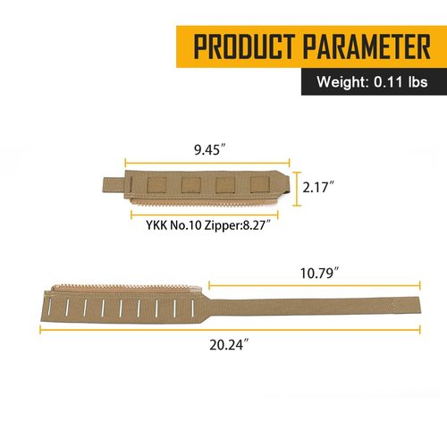 IDOGEAR SPORTS Tactical Back Panel MOLLE Zipper Kit Molle Zipper Strap with Expand Loading for Tactical Vest CPC JPC AVS (Coyote Brown)