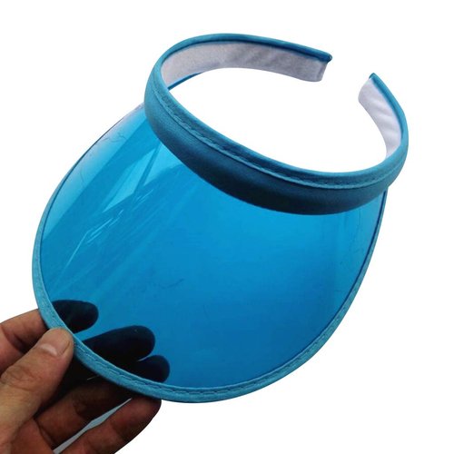 HISYI Sun Hat Unisex Summer Candy Color UV for Open Top for Sun Visor Hat Transparent PVC Plastic Wide Brim Clip-On Sport B, Blue