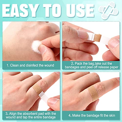 Funtery 200 Pcs Fabric Bandages 0.59" X 1.77" Rectangle Flexible Adhesive Small Face Bandages with Non Stick Pad Latex Free Oval Spot for Skin Wound Care