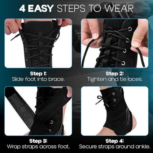 Ankle Brace lace up Stabilizers Adjustable Ankle Support for Sports Protect, Sprained Ankle, Ligament Damage, Injury Recovery (Medium Size)