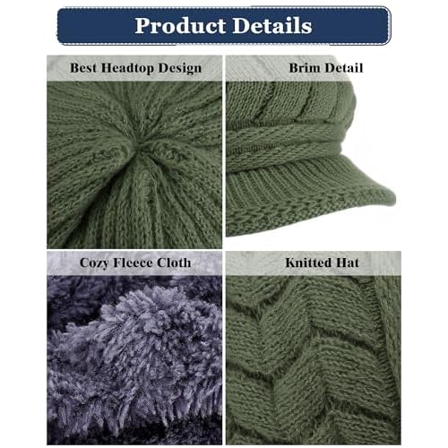 Newcotte Women Winter Hat Knitted Caps with Visor 2025 Warm Hats for Women Beanies for Winter Cold Weather