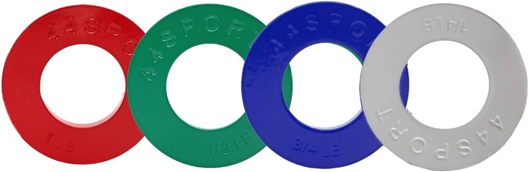 44SPORT Olympic Fractional Plates -Pair of 1/4, 1/2, 3/4, 1 lb Weights (8 Plates. Total Weight: 5lbs)