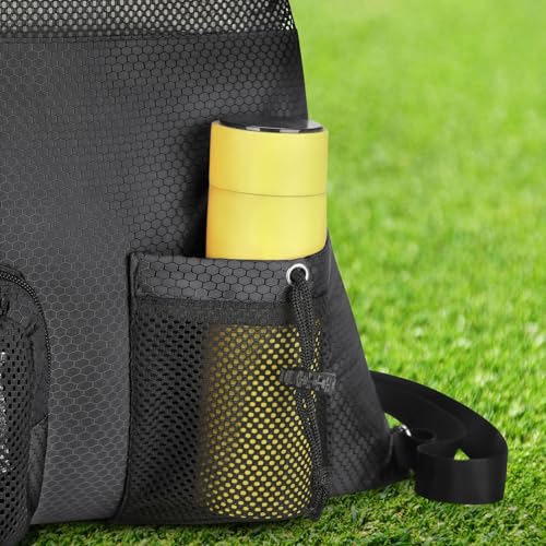 Large Waterproof Mesh Gym & Beach Bag - Black, Sports & Travel Backpack