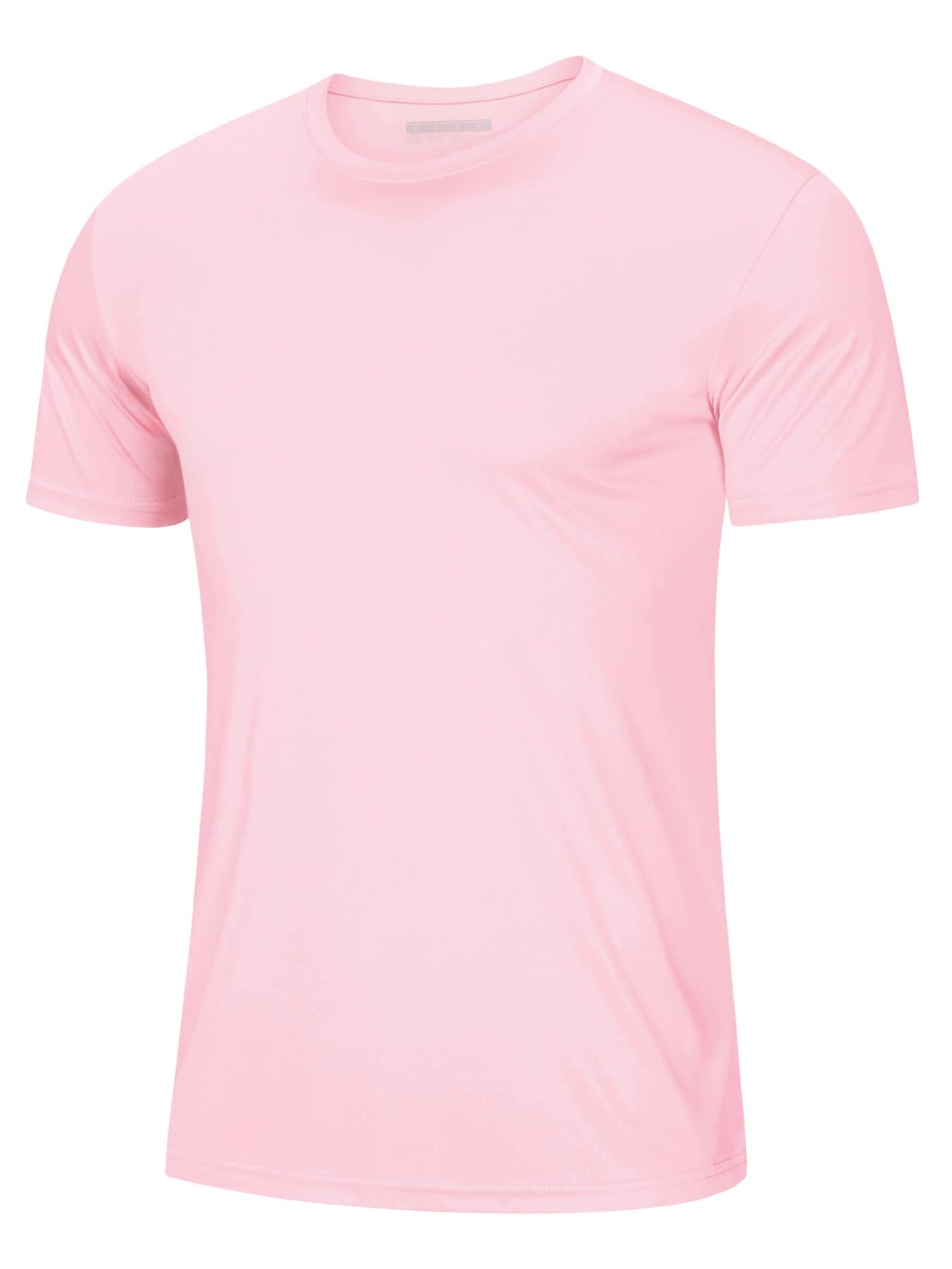 Mens Quick Dry T-Shirt - Short Sleeve Running Shirt - Sun Protection - Active - Light Pink - 2XL
