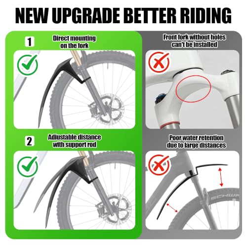 Universal MTB Bike Fender Set - Adjustable 26-29 Inch Mud Guards for Mountain Bikes
