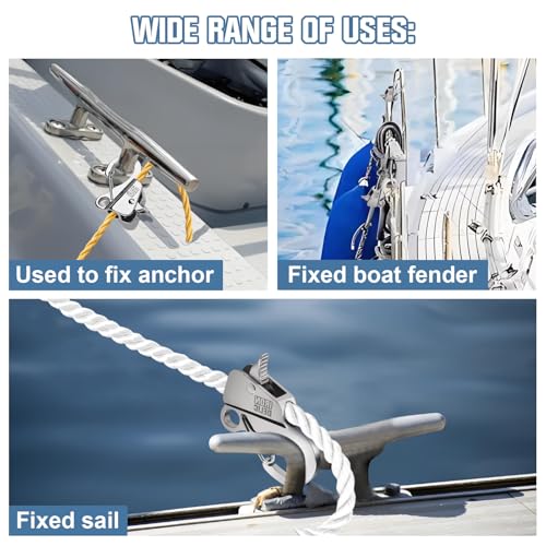 2 Pack Stainless Steel Boat Anchor Hooks - Quick Release Knotless System for 3/8"-5/8" Rope, Heavy Duty Marine Anchor Accessories