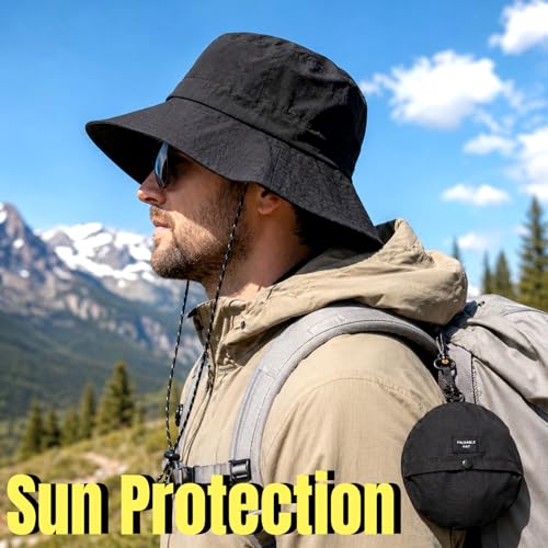 Large-X-Large Packable Sun Bucket Hat for Men Women UV Protection Outdoor White