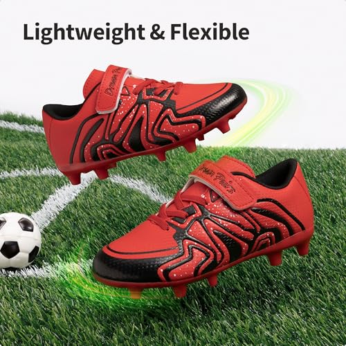 Kids Soccer Cleats - Little Kid 13, Red & Black, Boys Girls Sports Shoes