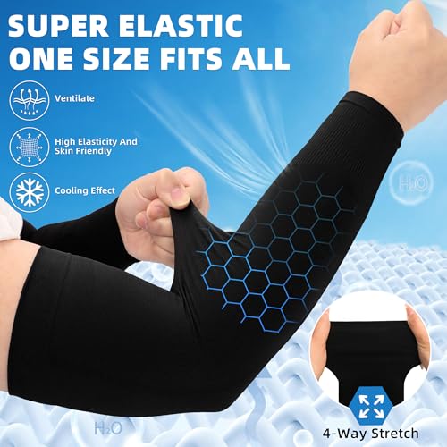UV Sun Protection Arm Sleeves Set with 4 Colors - UPF 50+ Cooling Compression for Men Women Teens