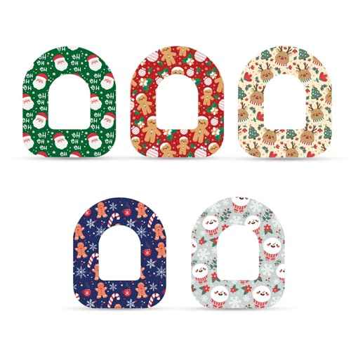 25 Sheets Adhesive Patches for Omnipod 5, Waterproof Sensor Stickers Adhesive Christmas Overpatches Breathable Cover Tape for Omnipod 5