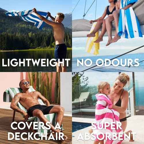Dock & Bay Beach Towel - Quick Dry, Sand Free - Compact, Lightweight - 100% Recycled - Includes Bag - Cabana - Whitsunday Blue - Large (160x90cm, 63x35)