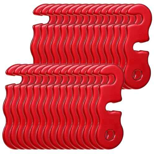 30 Pcs Guyline Tensioner Aluminum Alloy Guy Line Tensioners, Tent Rope Adjusters, Ultralight Cam Jam Cord Tighteners Paracord Tensioner for Outdoor Camping Hiking Backpacking Accessories (Red)