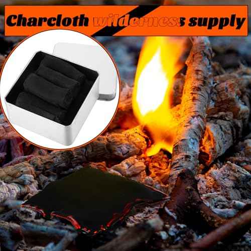 8 Rolls Camping Fire Starter Char Cloth Hand Made Emergency Fire Starter Refills for Bushcraft Hunting Outdoors Camping Survival