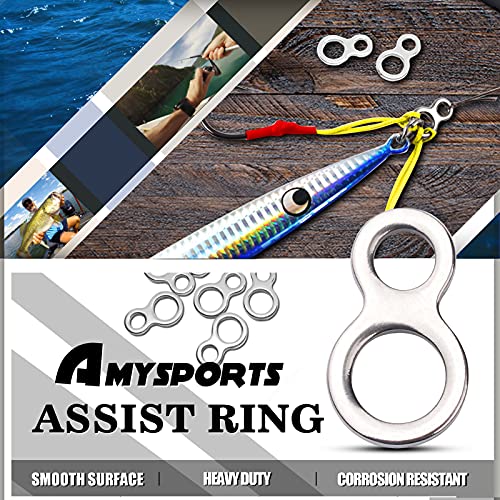 S 25pcs Stainless Steel Fishing Rings Saltwater & Freshwater Jigging Ring Kit 250lb