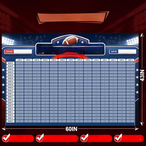 WishWeaver 2026-2027 Fantasy Football Draft Board Kit with 692+ Labels - Red & Blue Variants