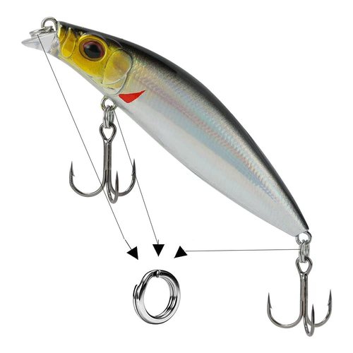 Tgpiao 200PCS 5Sizes Stainless Steel Fishing Split Rings,Heavy Duty Split Rings Solid Lures Connectors Fishing Tackle, Fishing Tackle Ring