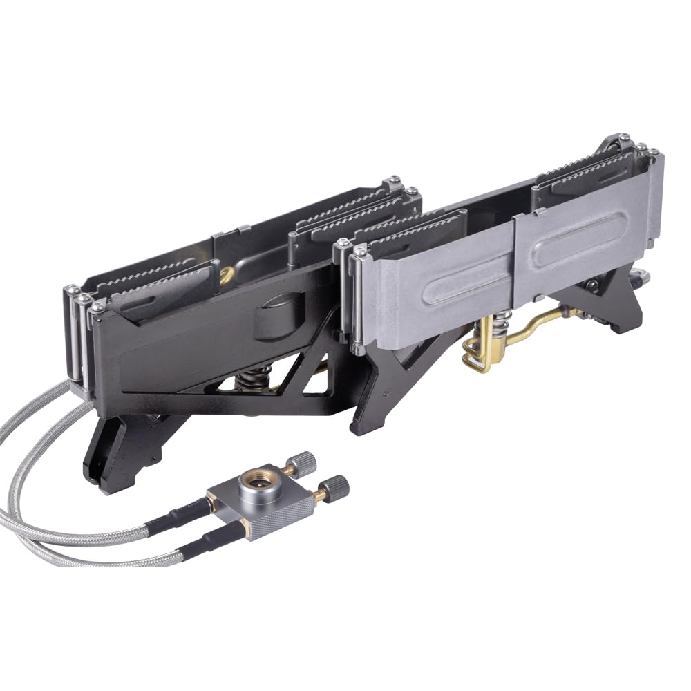 Foldable Dual Head Burner Camping Stove,BRS-32 Portable Windproof Backpacking Furnace Free Adjustable Control Gas Stove for Outdoor Cooking