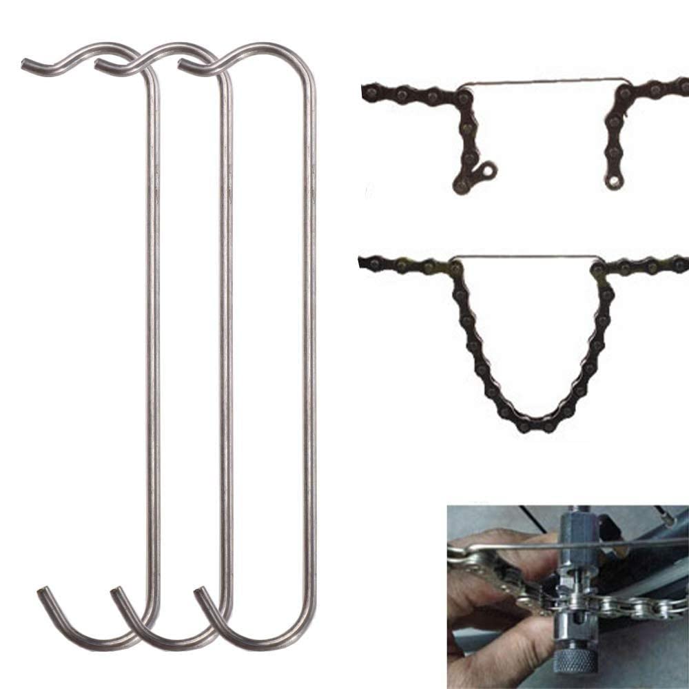 Vctitil 3 Pcs Stainless Steel Bicycle Chain Hooks, Bike Chain Repair Aid Tool