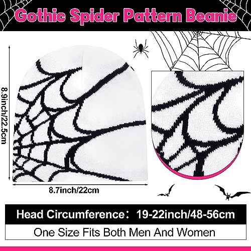 Jeyiour 4 Pcs Y2k Beanies Spider Web Pattern Beanie Gothic Acrylic Knitted Hat Casual Streetwear Outdoor for Men Women