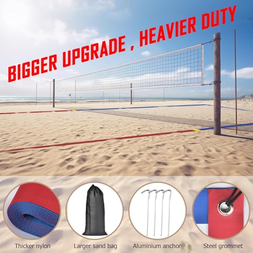 Short Court Beach Volleyball Boundary Lines 26.3' x 52.6' - Red & Blue