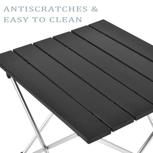 Tesouro Folding Camping Square Table with Carry Bag, Lightweight Aluminum Square Table for Outdoor, Camping, Picnic, Backyards, BBQ (Black, Large)