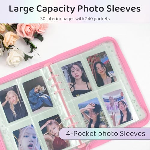 Pink A5 Photocard Binder with 200 Pockets for K-Pop Collectibles