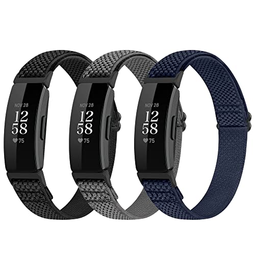 Adjustable Elastic Nylon Sport Bands Compatible with Fitbit Inspire 3/Inspire 2/Inspire/Inspire HR/Ace 2/Ace 3, Soft Loop Stretchy Straps Replacement Wristbands for Fitbit Inspire Women Men