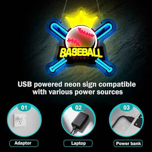 Baseball Neon Sign,Innovative Integral Forming Process,With Dimmable Switch For All Holiday Party and Home Decoration