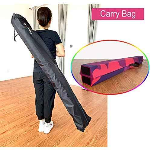 MARFULA 6 FT / 8 FT / 9 FT Folding Gymnastics Beam Foam Balance Floor Beam - Extra Firm - Suede Cover - Anti Slip Bottom with Carry Bag for Kids/Adults Home Use