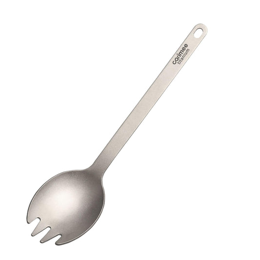 Carimee Pure Titanium Camping Spork, Ultra-Light Eco-Friendly Portable Reusable Flatware for Outdoor Camping Backpacking Hiking Travel Picnic Tableware, 6.3", 0.64oz