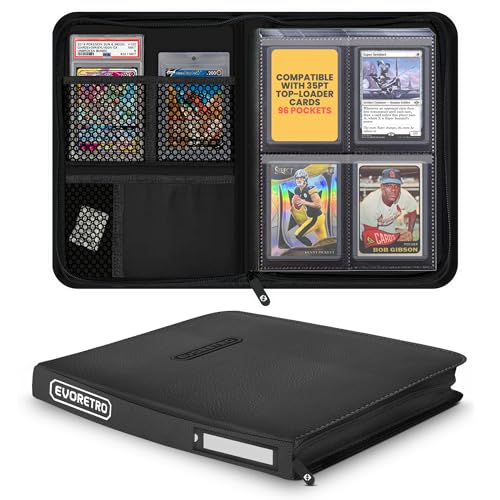 EVORETRO 4 Pocket Top Loader Card Binder Without Window - 96 Slots, Travel Safe