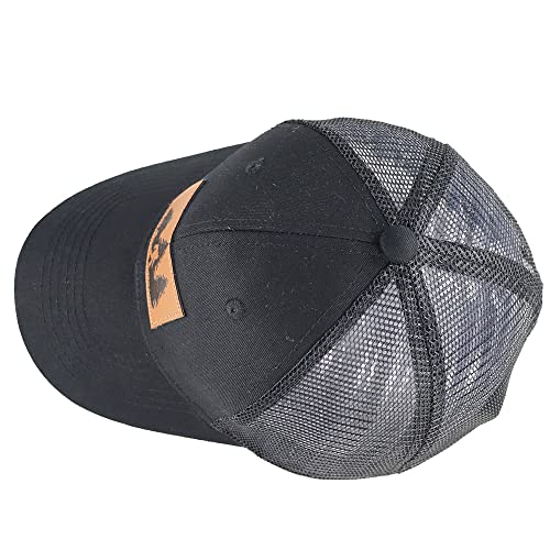 Bigfoot Leather Trucker Hat - Embroidered Adjustable Mesh Cap Black One Size
