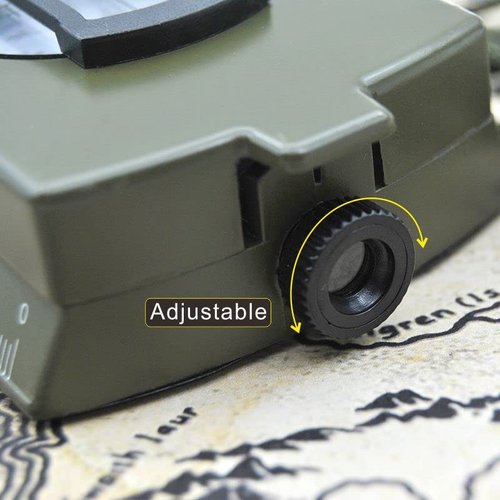 Military Lensatic Sighting Compass Waterproof and Shakeproof with Map Measurer Distance Calculator, Pouch for Camping, Hiking (Army Green)