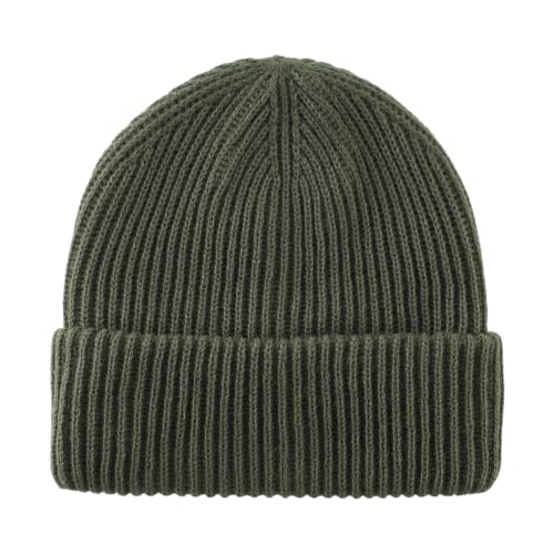Home Prefer Rib Knit Beanie Hat for Men and Women Cuffed Winter Hat - Army Green, One Size