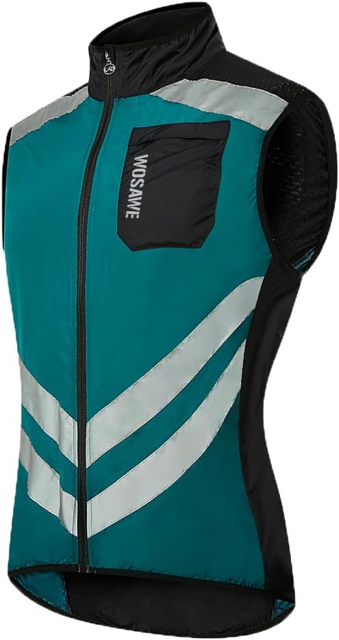 WOSAWE Men's High Visibility Cycling Wind Jacket Water Resistance Reflective Windbreaker