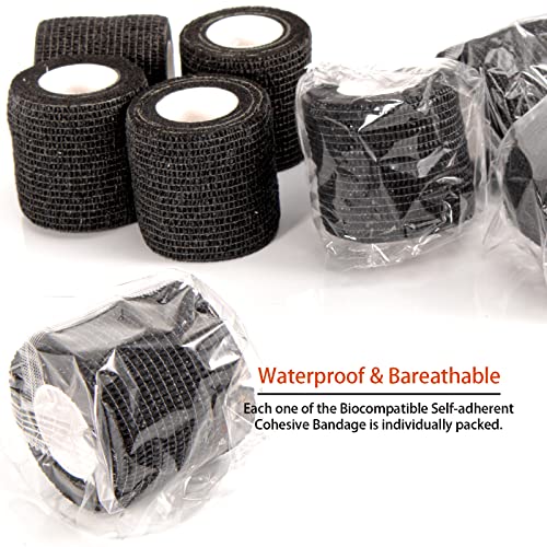 Black Self-Adhesive Bandage Wrap 2 Inch x 5 Yards - Medical, Sports & First Aid