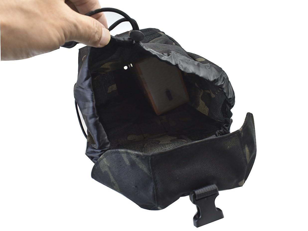 Tactical Molle Pouch Large Capacity Dump Pouch Drawstring Magazine Tactical Utility Pouch Recycling Pouch Bag Belt Waist Bag (Black camo)