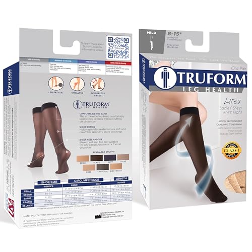 Truform Sheer Compression Stockings Women’s Knee High 8-15 mmHg 20 Denier Nude XL