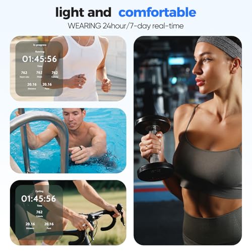 Smart Ring with Sleep Monitoring, 10-Day Battery Life, Stress/Heart Rate/Women's Health Tracker,No APP Subscription, Android & iOS Compatible (Rose Gold, 7)
