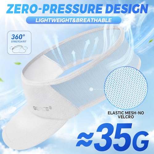 Sun Visor Hat Women Men Lightweight Wicking Stretchy Cap for Golf Tennis Running White