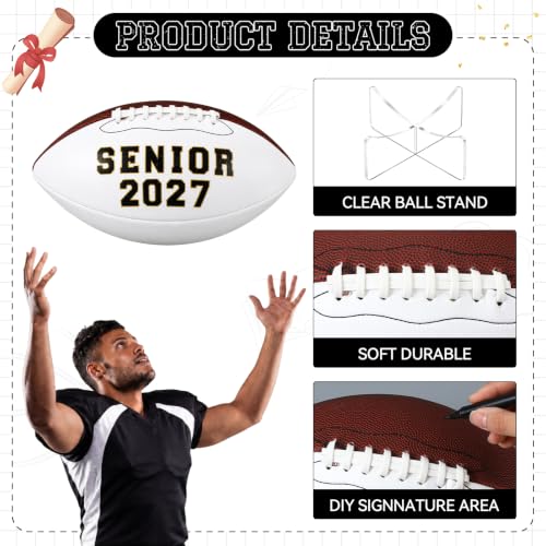 Official Size 9 Signature Football for Graduation & Sports Collecting - White Autograph Ball Set