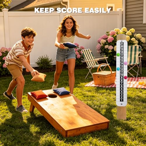 Metal Cornhole Scoreboard with Magnetic Score Keeper for Outdoor & Indoor Yard Games