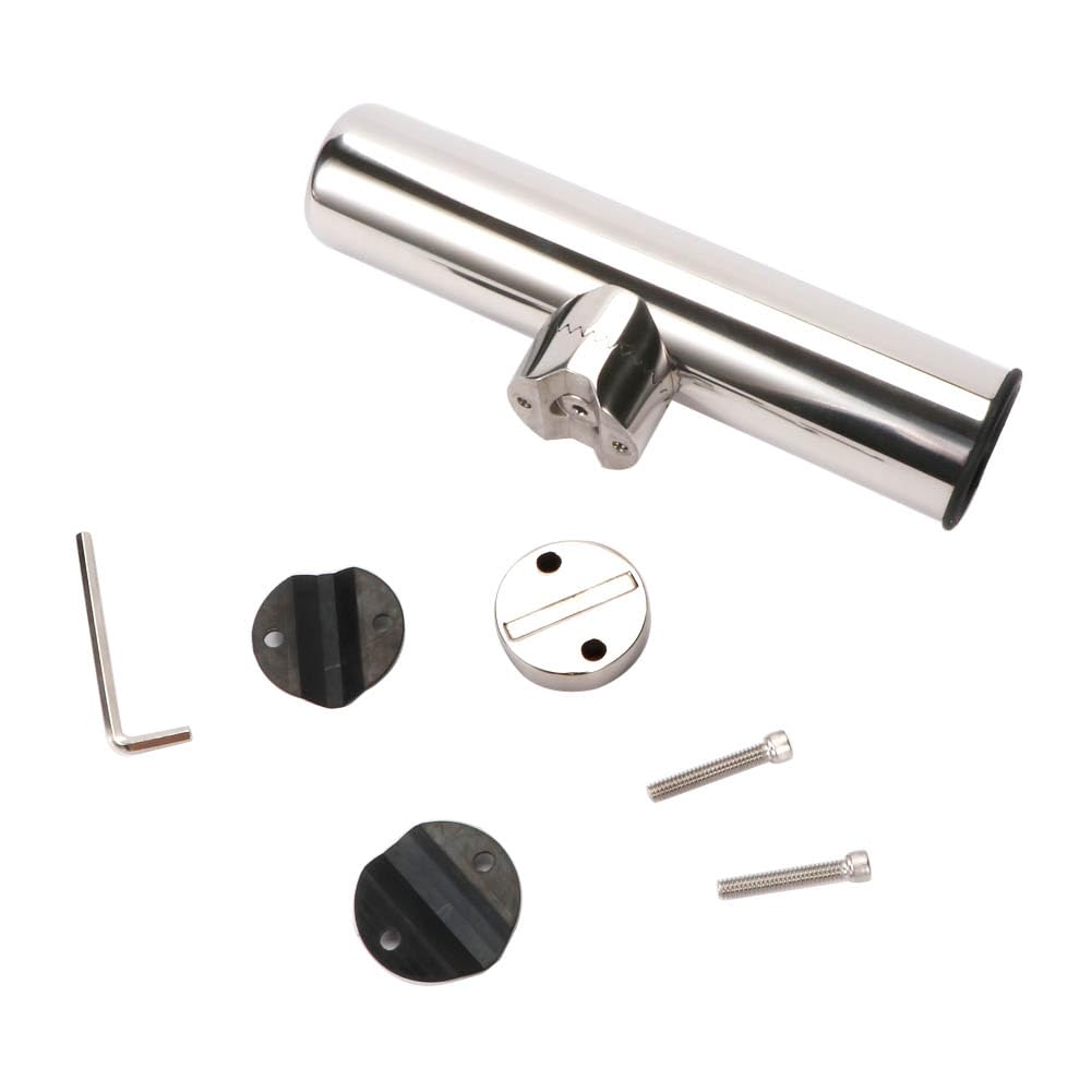 FUTURUP 2PCS Stainless Tournament Style Clamp on Fishing Rod Holder for Rails 7/8" to 1", Rail Mount Rod Holder