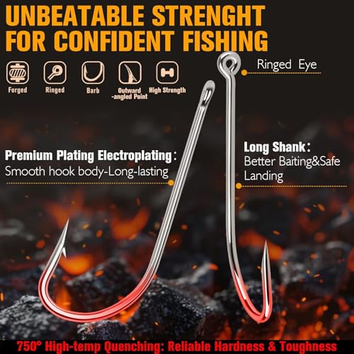 2# Stainless Steel Forged Saltwater Fishing Hooks 100pcs - O'Shaughnessy Trolling & Inshore